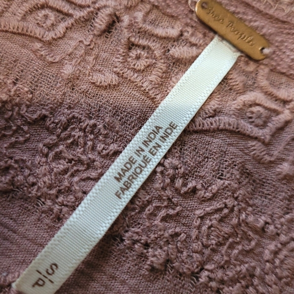 Free People Parisian Nights Women SZ S bell sleeve multi media top Mauve thermal - Picture 2 of 12